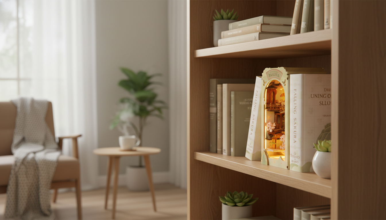 Falling Sakura Book Nook Lights: Cozy DIY Shelf Insert